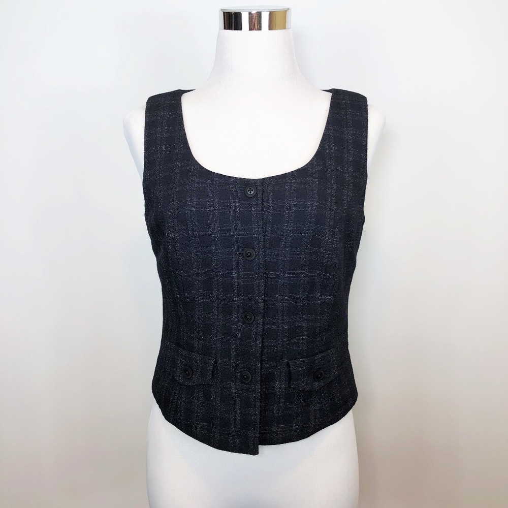 Vintage Alex De Bolzan Blue Wool Blend Plaid Vest